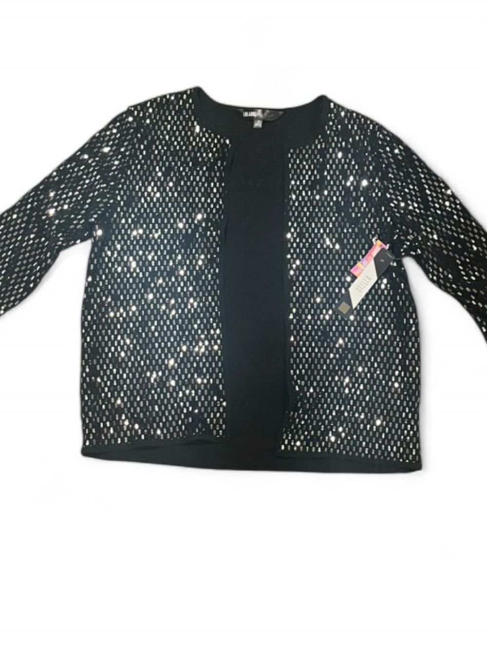 Lularoe Elegant Stella Black Sequin Open Front Jacket size small NWTNW